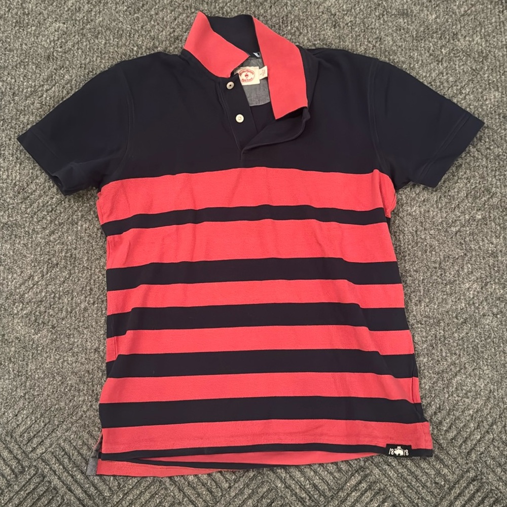 Brooks Brothers Men’s Large Striped Polo Red Blue